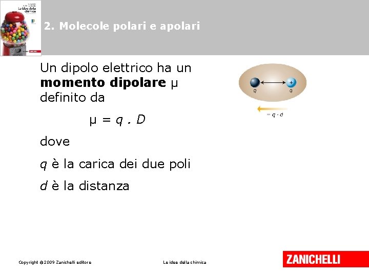 2. Molecole polari e apolari Un dipolo elettrico ha un momento dipolare µ definito