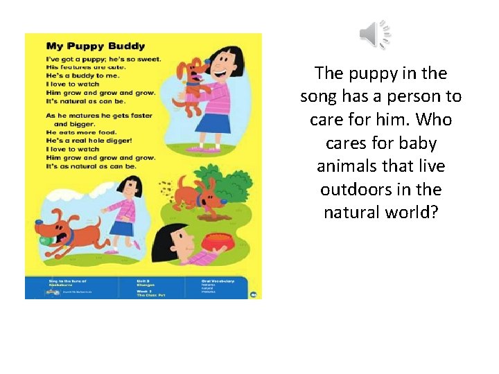 The puppy in the song has a person to care for him. Who cares