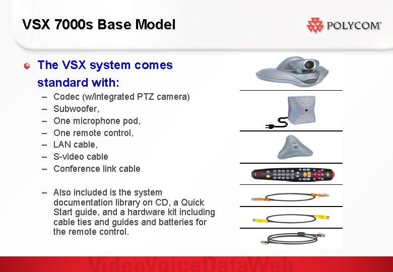 VSX 7000 s Base Model The VSX system comes standard with: – – –