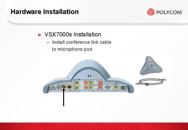 Hardware Installation VSX 7000 s Installation – Install conference link cable to microphone pod