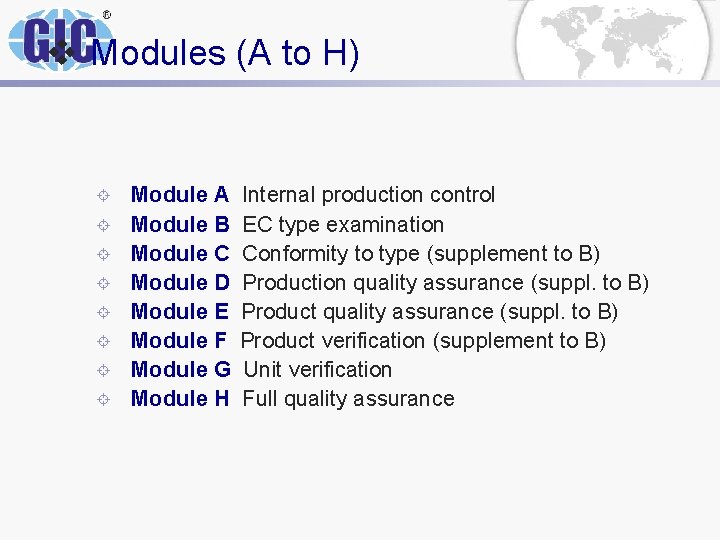v Modules (A to H) ± ± ± ± Module A Internal production control v Modules (A to H) ± ± ± ± Module A Internal production control