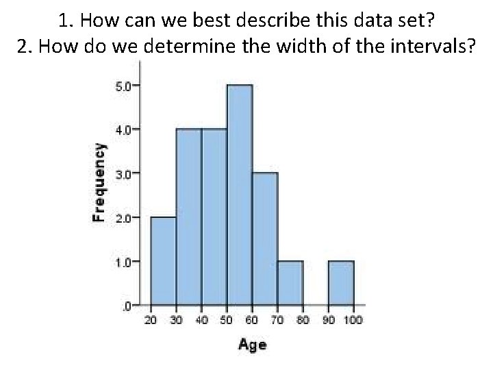 1. How can we best describe this data set? 2. How do we determine