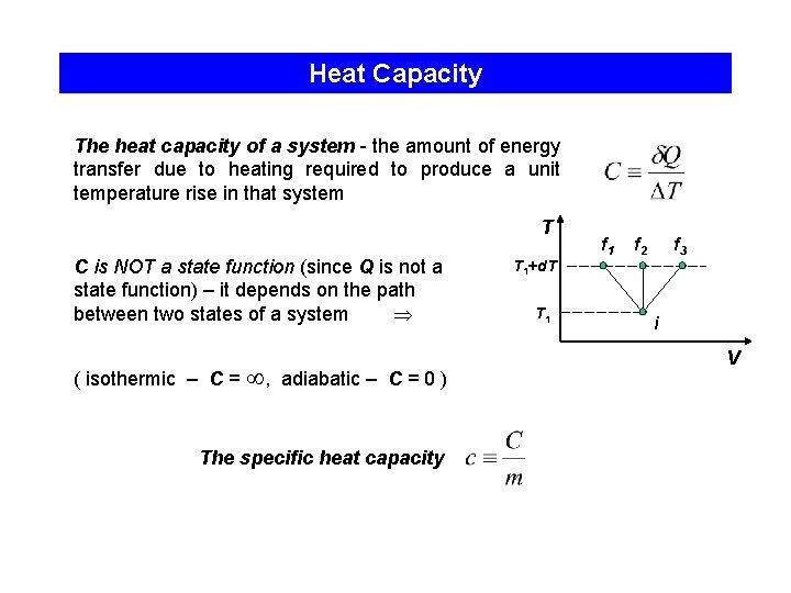 Heat Capacity The heat capacity of a system - the amount of energy transfer