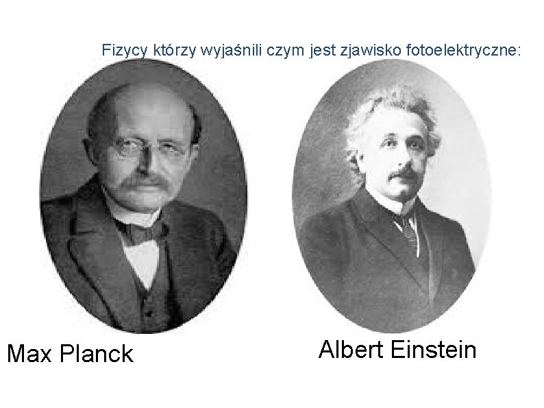 Fizycy którzy wyjaśnili czym jest zjawisko fotoelektryczne: Max Planck Albert Einstein 