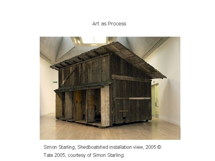 Art as Process Simon Starling, Shedboatshed installation view, 2005 © Tate 2005, courtesy of