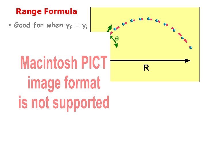 Range Formula • Good for when yf = yi 