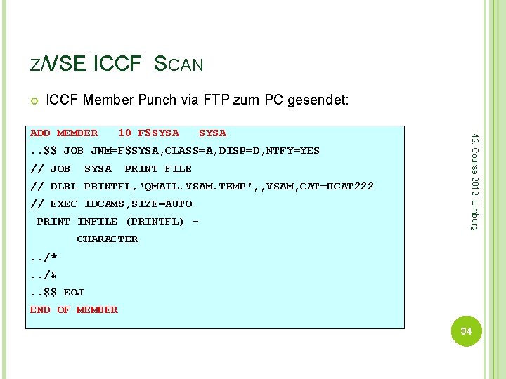 Z/VSE ICCF SCAN ICCF Member Punch via FTP zum PC gesendet: 10 F$SYSA .