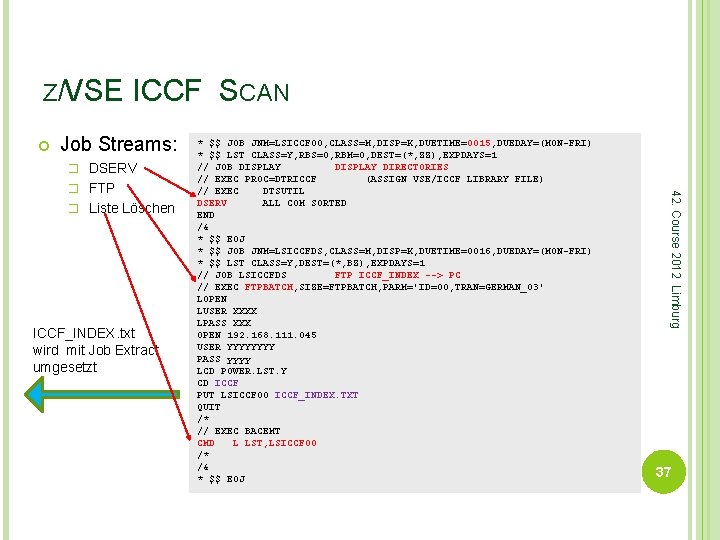 Z/VSE ICCF SCAN Job Streams: � DSERV � Liste Löschen ICCF_INDEX. txt wird mit