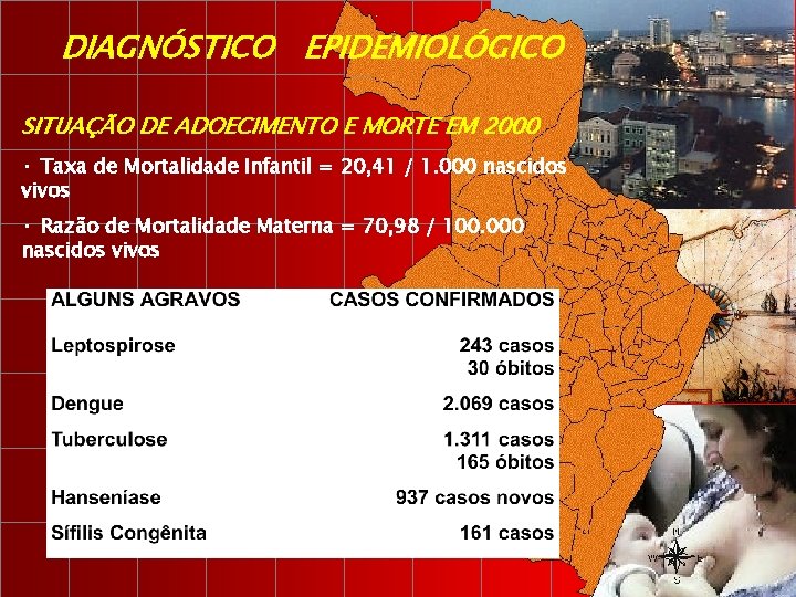 DIAGNÓSTICO EPIDEMIOLÓGICO SITUAÇÃO DE ADOECIMENTO E MORTE EM 2000 • Taxa de Mortalidade Infantil