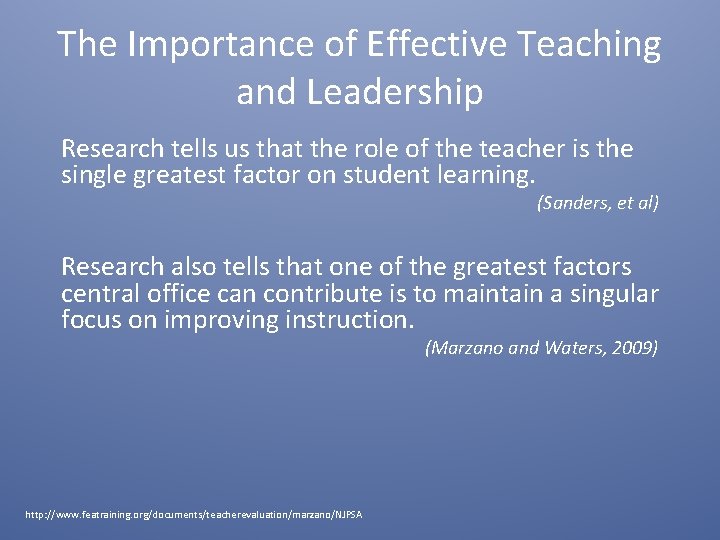 The Importance of Effective Teaching and Leadership Research tells us that the role of The Importance of Effective Teaching and Leadership Research tells us that the role of