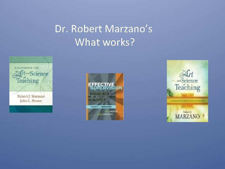 Dr. Robert Marzano’s What works? 