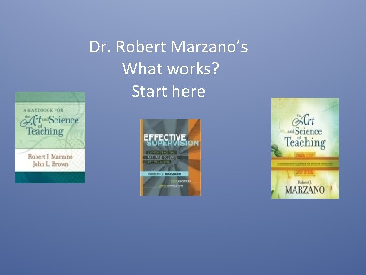 Dr. Robert Marzano’s What works? Start here 