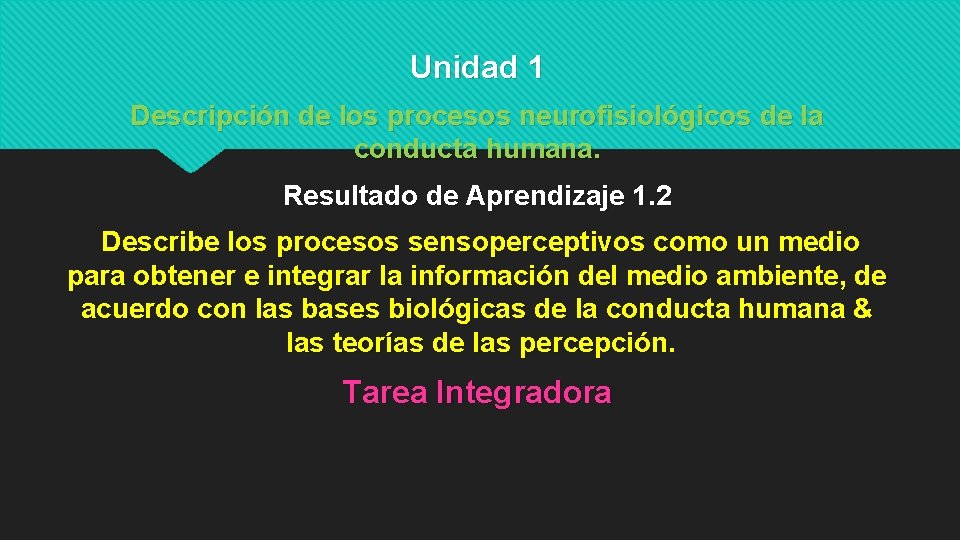 Unidad 1 Descripción de los procesos neurofisiológicos de la conducta humana. Resultado de Aprendizaje