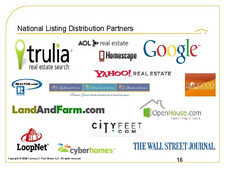 National Listing Distribution Partners Copyright © 2008 Century 21 Real Estate LLC. All rights