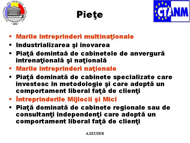 Pieţe • Marile întreprinderi multinaţionale • Industrializarea şi inovarea • Piaţă domintaă de cabinetele