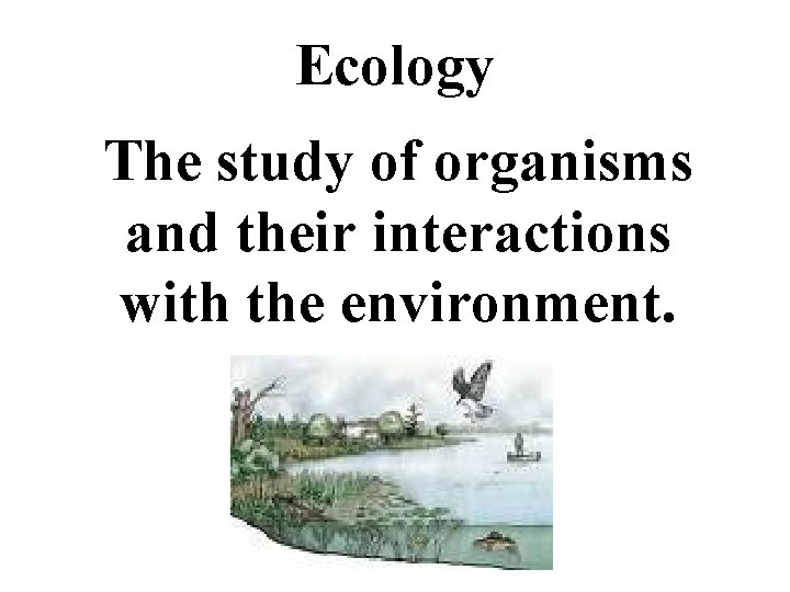 Ecology The study of organisms and their interactions with the environment. 