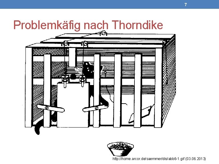 7 Problemkäfig nach Thorndike http: //home. arcor. de/saemmer/dis/abb 6 -1. gif (03. 06. 2013)