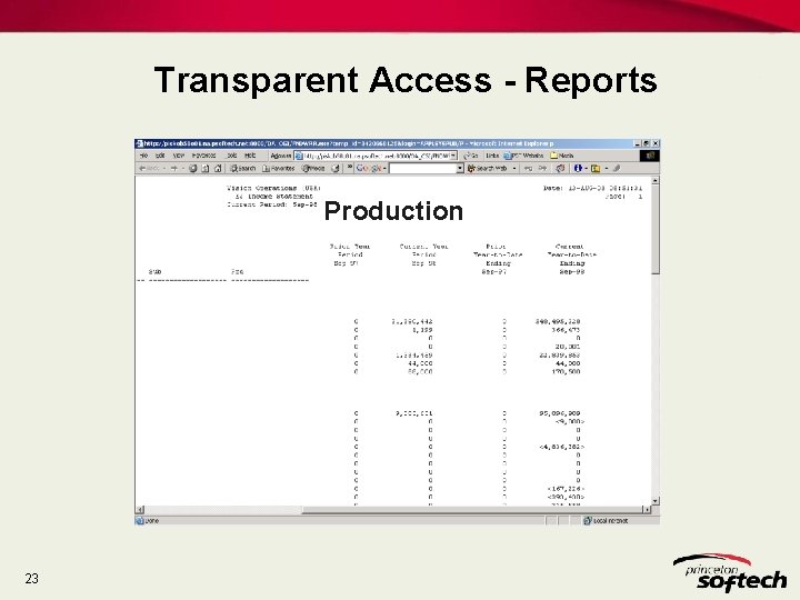 Transparent Access - Reports Production 23 Transparent Access - Reports Production 23