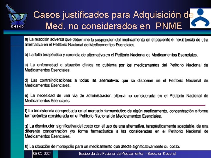 DIGEMID Casos justificados para Adquisición de Med. no considerados en PNME 08 -05 -2007