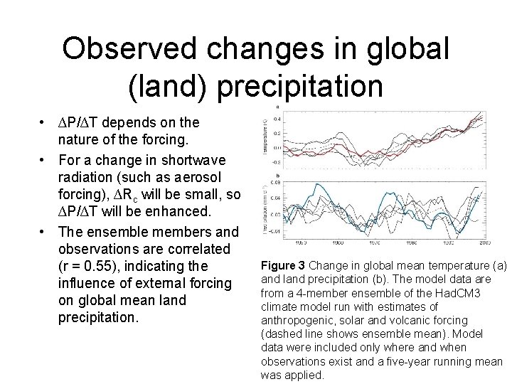 Observed changes in global (land) precipitation • ∆P/∆T depends on the nature of the