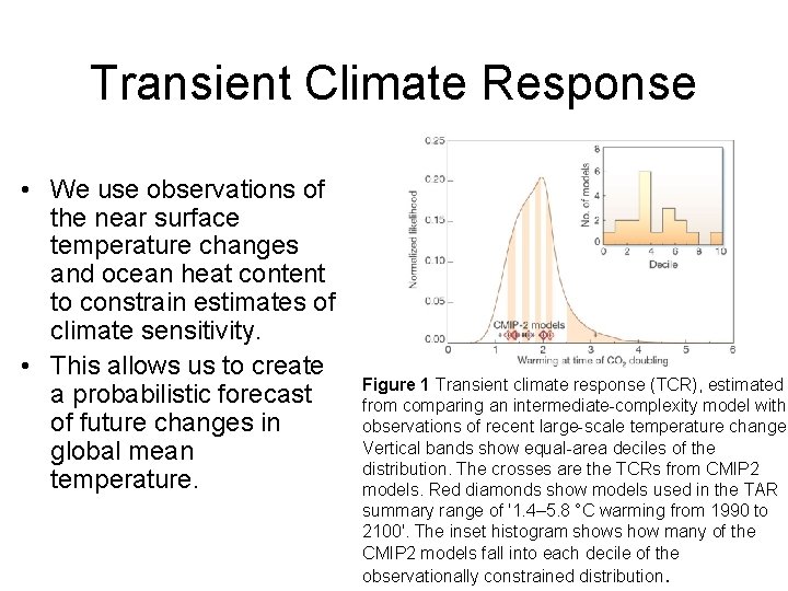 Transient Climate Response • We use observations of the near surface temperature changes and