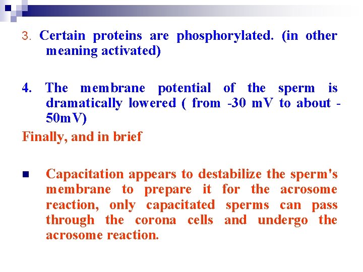 3. Certain proteins are phosphorylated. (in other meaning activated) 4. The membrane potential of