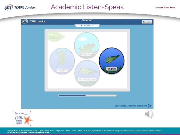 Academic Listen-Speak Copyright © 2018 by Educational Testing Service. All rights reserved. ETS, the