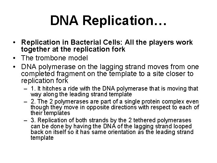 DNA Replication… • Replication in Bacterial Cells: All the players work together at the
