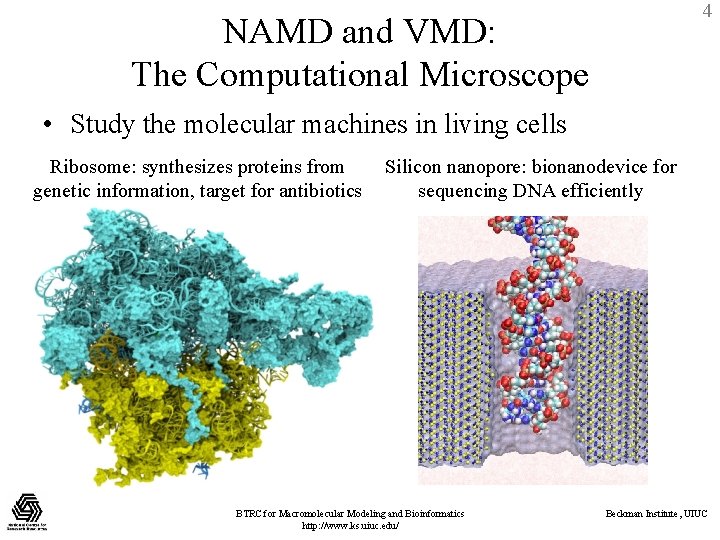 4 NAMD and VMD: The Computational Microscope • Study the molecular machines in living