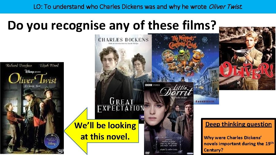 LO: To understand who Charles Dickens was and why he wrote Oliver Twist. Do