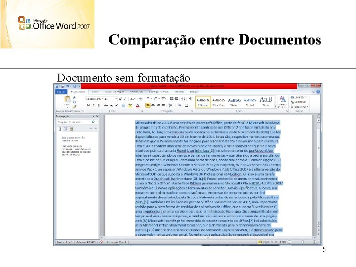 Comparação entre Documentos XP Documento sem formatação 5 