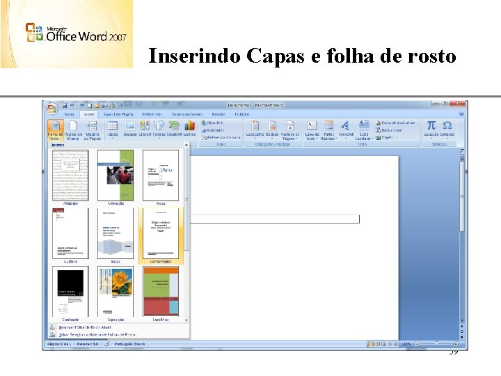 Inserindo Capas e folha de rosto XP 59 