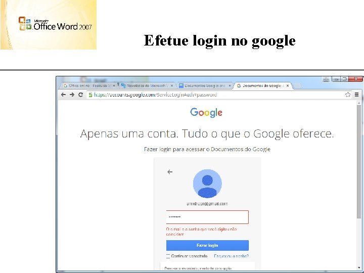 Efetue login no google XP 65 