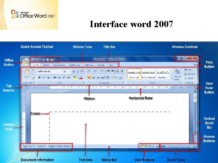 Interface word 2007 XP 9 