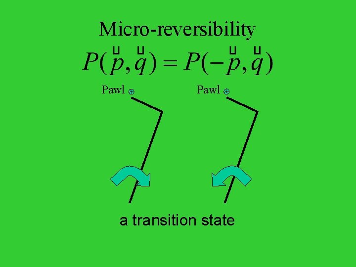 Micro-reversibility Pawl a transition state 