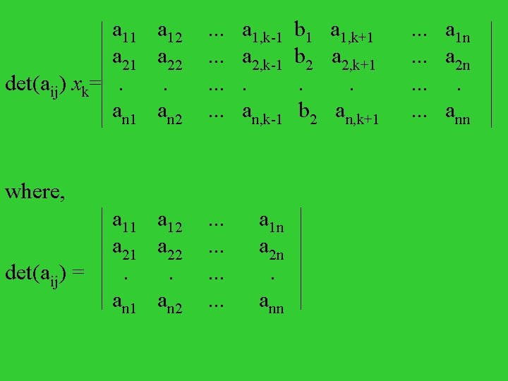  a 11 a 21 det(aij) xk= . an 1 where, a 11 a