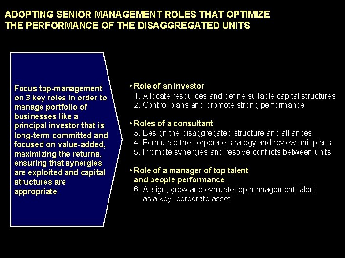 990617 BKZXW 380 WWGZ ADOPTING SENIOR MANAGEMENT ROLES THAT OPTIMIZE THE PERFORMANCE OF THE