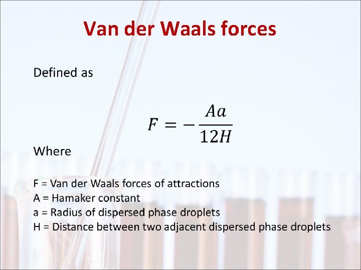 Van der Waals forces 