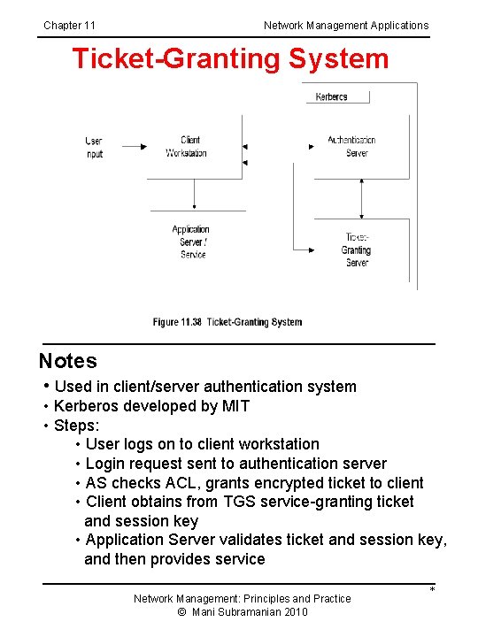 Chapter 11 Network Management Applications Ticket-Granting System Notes • Used in client/server authentication system
