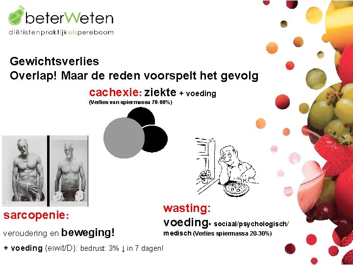 Gewichtsverlies Overlap! Maar de reden voorspelt het gevolg cachexie: ziekte + voeding (Verlies van