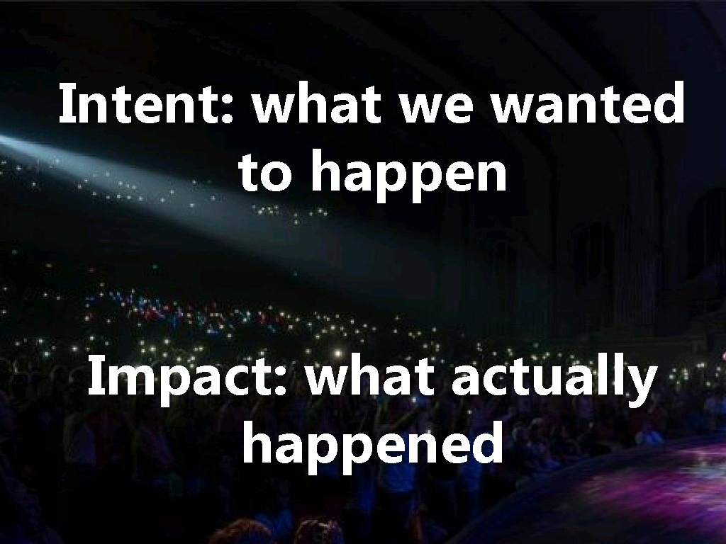 Intent: what we wanted to happen Impact: what actually happened 