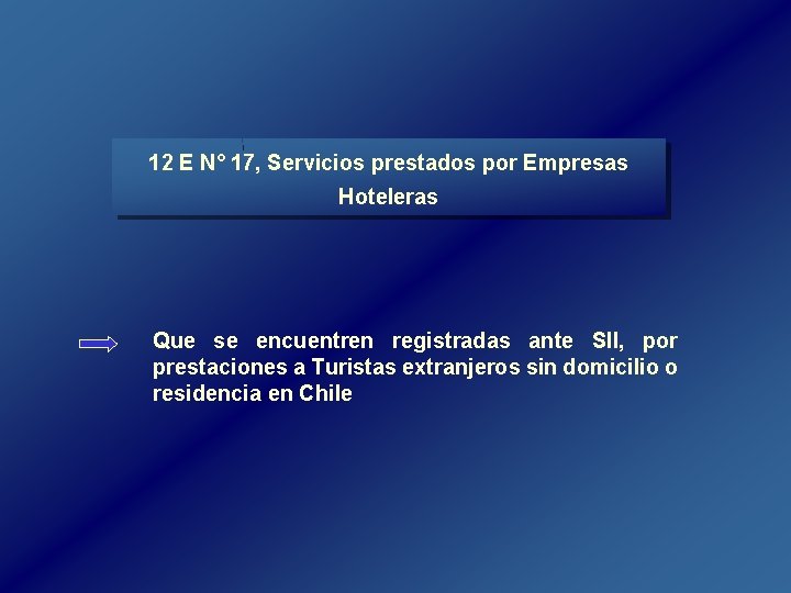 12 E N° 17, Servicios prestados por Empresas Hoteleras Que se encuentren registradas ante 12 E N° 17, Servicios prestados por Empresas Hoteleras Que se encuentren registradas ante