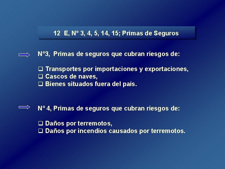 12 E, N° 3, 4, 5, 14, 15; Primas de Seguros N° 3, Primas 12 E, N° 3, 4, 5, 14, 15; Primas de Seguros N° 3, Primas