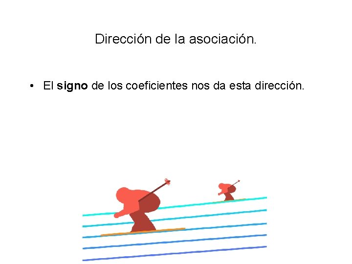 Dirección de la asociación. • El signo de los coeficientes nos da esta dirección. Dirección de la asociación. • El signo de los coeficientes nos da esta dirección.