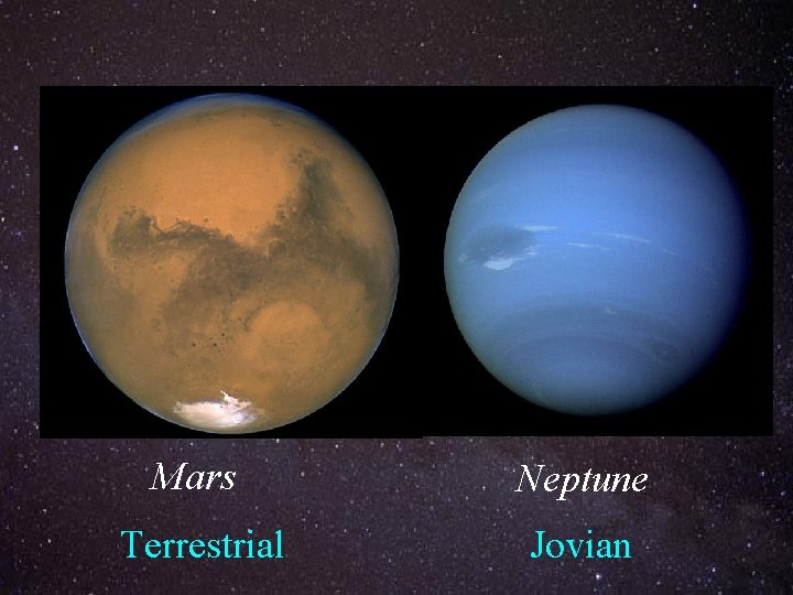 Mars Neptune Terrestrial Jovian 