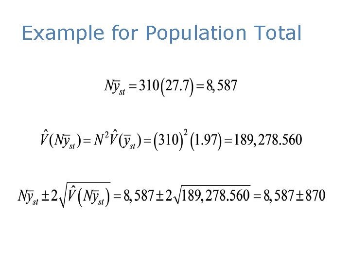 Example for Population Total 