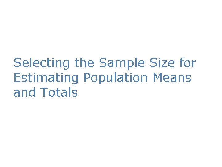 Selecting the Sample Size for Estimating Population Means and Totals 