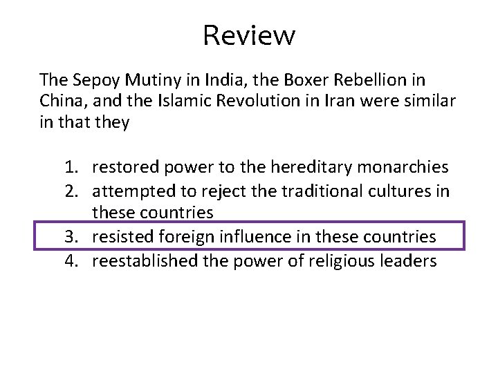 Review The Sepoy Mutiny in India, the Boxer Rebellion in China, and the Islamic