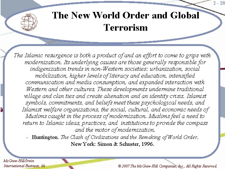 2 - 28 The New World Order and Global Terrorism The Islamic resurgence is