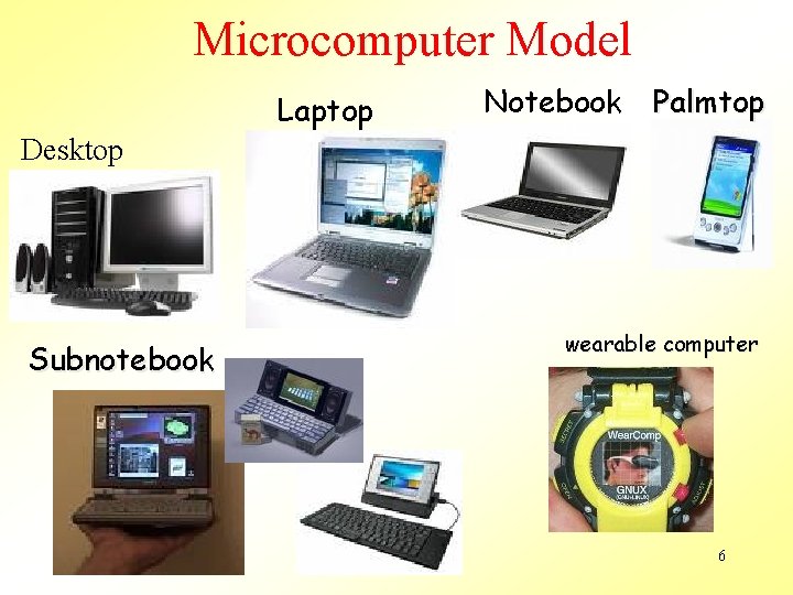 Microcomputer Model Laptop Notebook Palmtop Desktop Subnotebook wearable computer 6 